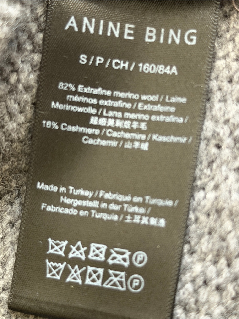 Anine Bing Kendrick Sweater University Paris In Charcoal Wool Cashmere Size S - Picture 8 of 9